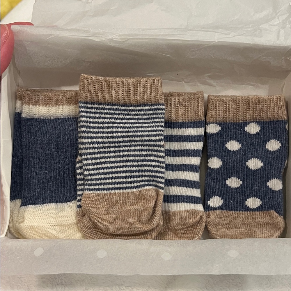 Super Cute! Etiquette CLOTHIERS set of 4 baby socks! Never Worn! 0-12 M!